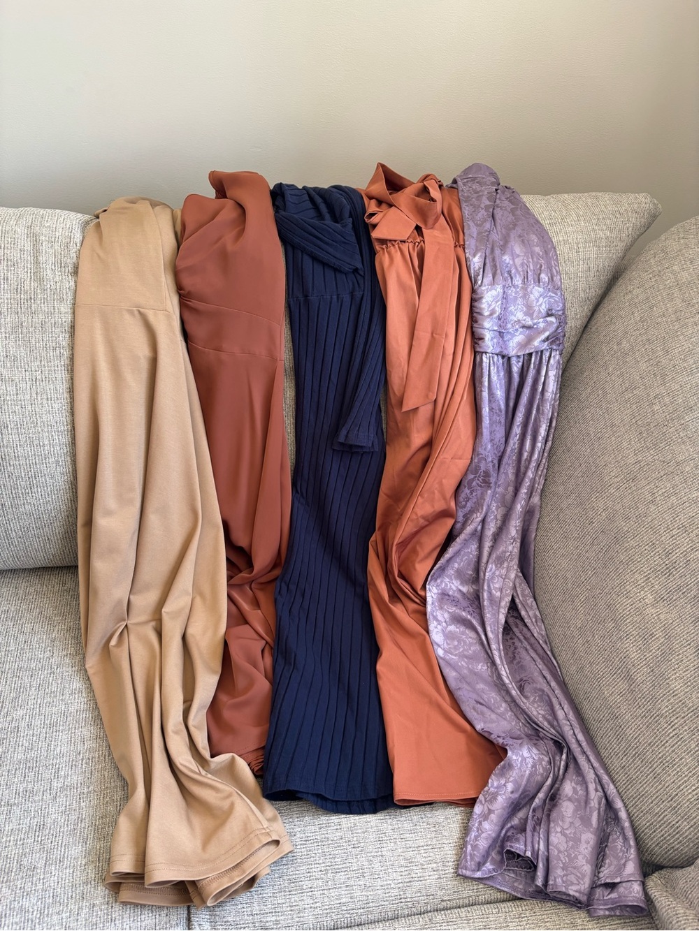 Mixed Maxi Dresses Bundle - Camel, Rust, Navy, Lavender
